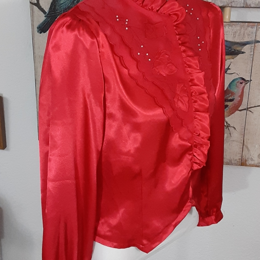 Red Ruffle Blouse - Picture 5 of 7